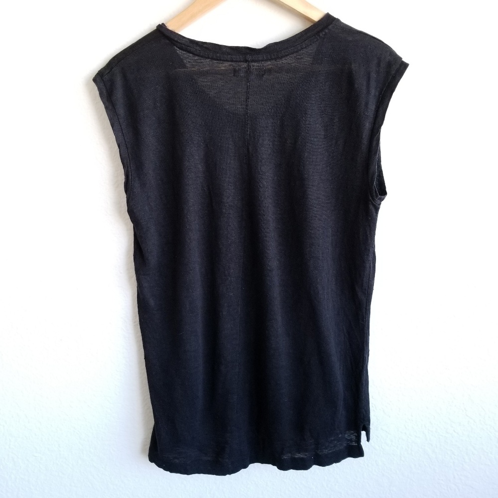 Madewell 100% Linen Muscle Tee Tank Top Crew Neck - Picture 4 of 8
